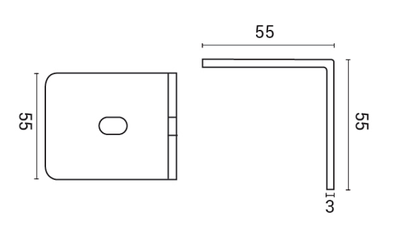 Esquema escuadra de sujeción para cabinas sanitarias