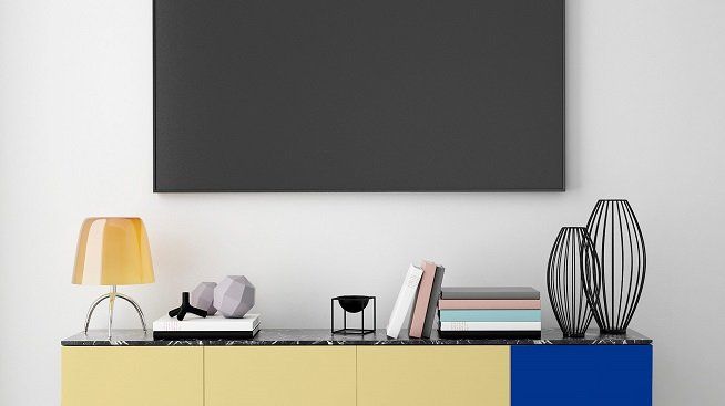 Ambiente decorativo con melamina Azul Handy de Finsa Berzal Bricomaderas Valladolid