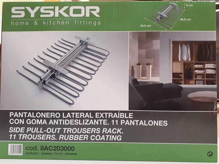 Embalaje pantalonero lateral 11 perchas con goma antideslizante de Syskor en Berzal Bricomaderas en Valladolid