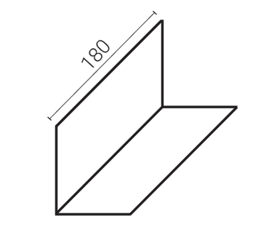 Esquema perfil en L interior para cabinas sanitarias
