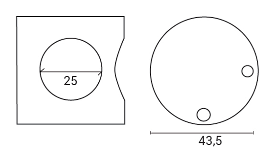 Esquema Nudo de Conexión con 2 entradas a 90º para Cabinas Sanitarias