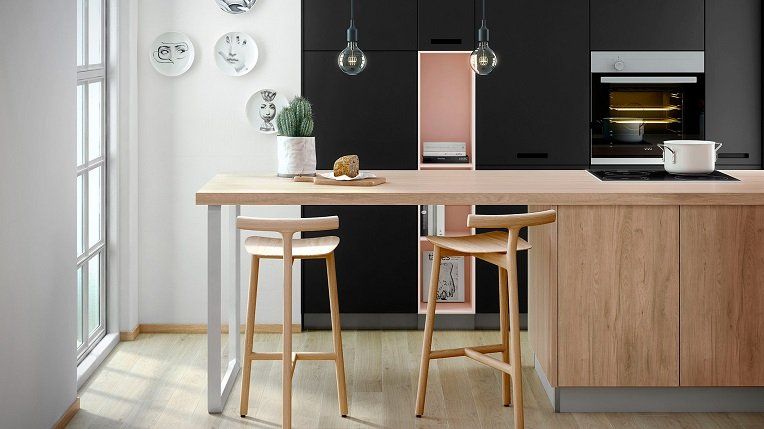 Decoración hecha con melamina Negro de Finsa Berzal Bricomaderas Valladolid