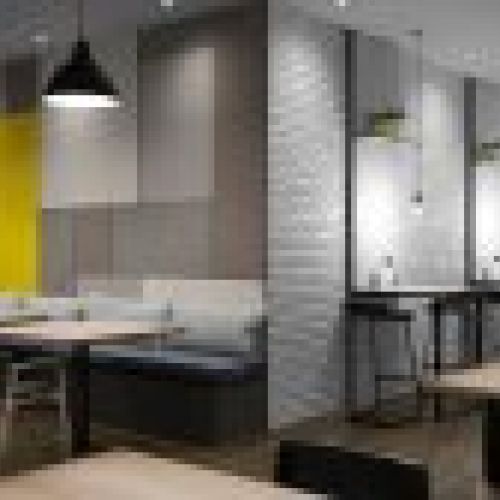 Ambiente Decoración creada con Melamina Amarillo Sol de Finsa Berzal Bricomaderas Valladolid