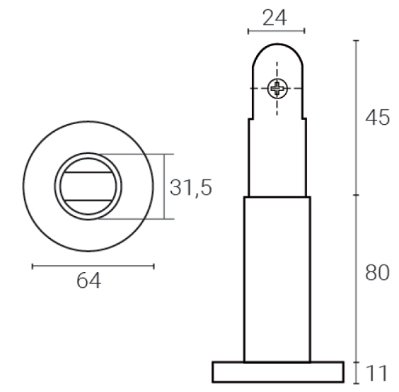 Esquema pata regulable en altura 100/150 para cabinas sanitarias