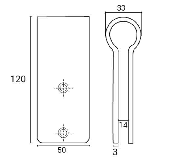 Esquema Pinza de Unión Tubo para Cabinas Sanitarias
