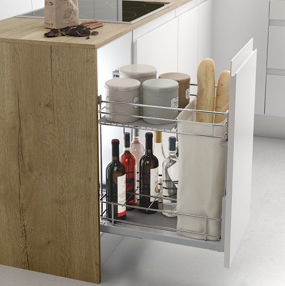 Aplicación módulo botellero panero extraíble para muebles de cocina de Menage Confort de Berzal Bricomaderas en Valladolid