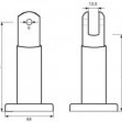 Croquis pata regulable 100/180 inox para cabinas sanitarias