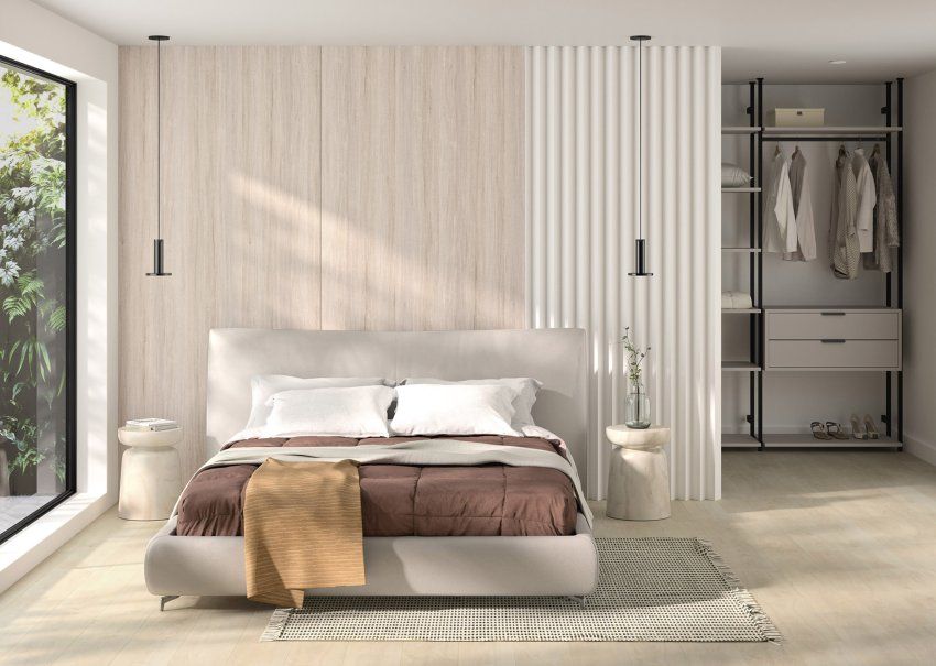 Decoración realizada con melamina Roble Stella de Finsa
