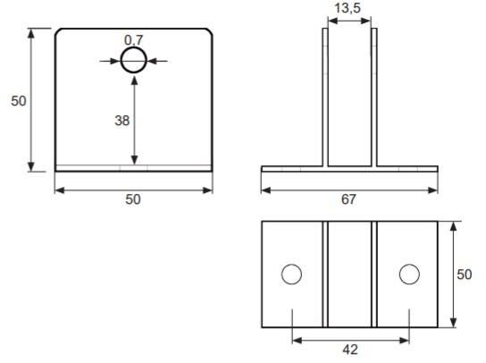 Croquis pinza escuadra para unión lateral
